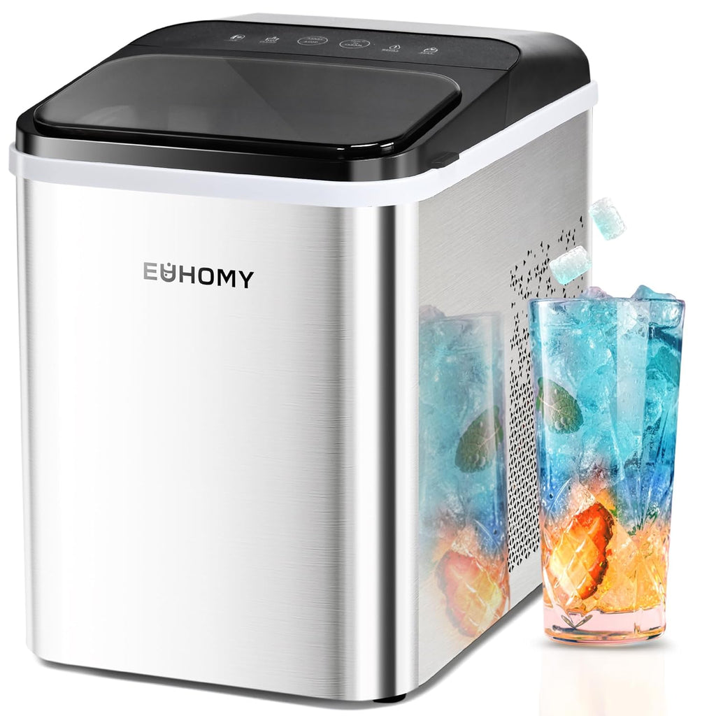EUHOMY Nugget Ice Maker Countertop, Ready in 8 Mins, 35lbs/24H, Self-Cleaning, Portable Ice Makers Machine with Ice Scoop & Basket, Sonic Ice Maker with Chewable Pellet Ice for Home/Party/RV/Camping wourant