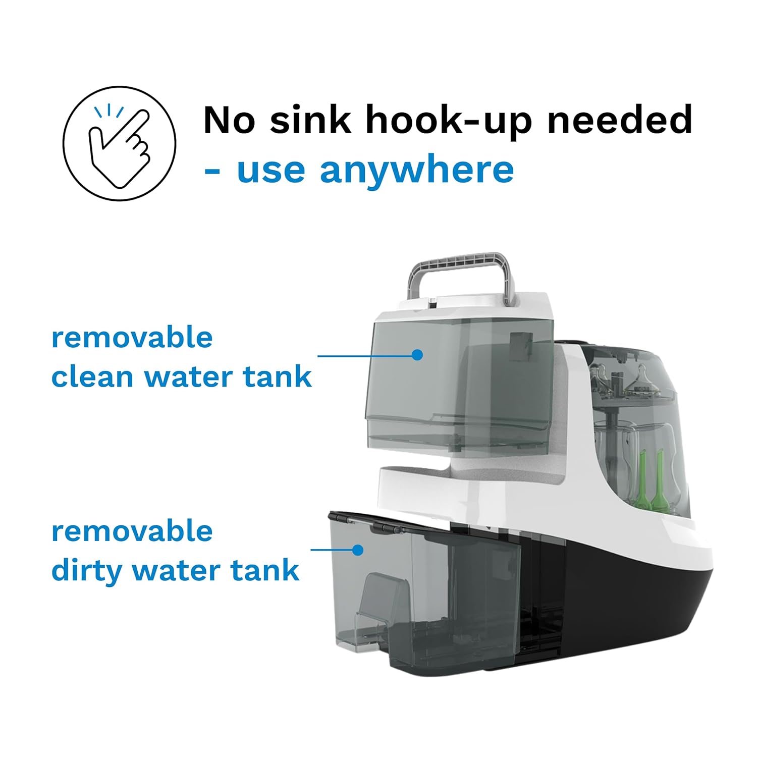 Bottle Washer Pro - Baby Bottle Washer, Sterilizer + Dryer - All in One Machine Cleans Bottles, Pump Parts, & Sippy Cups wourant