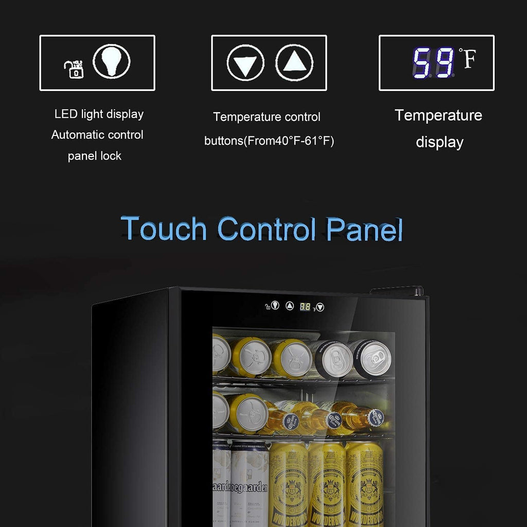 Antarctic Star Beverage Refrigerator Cooler 68 Can, Mini Fridge with Glass Door for Beer Drinks Wine,Freestanding Small Fridge with Electronic Temperature Control for Home and Bar,1.7 cu.ft wourant