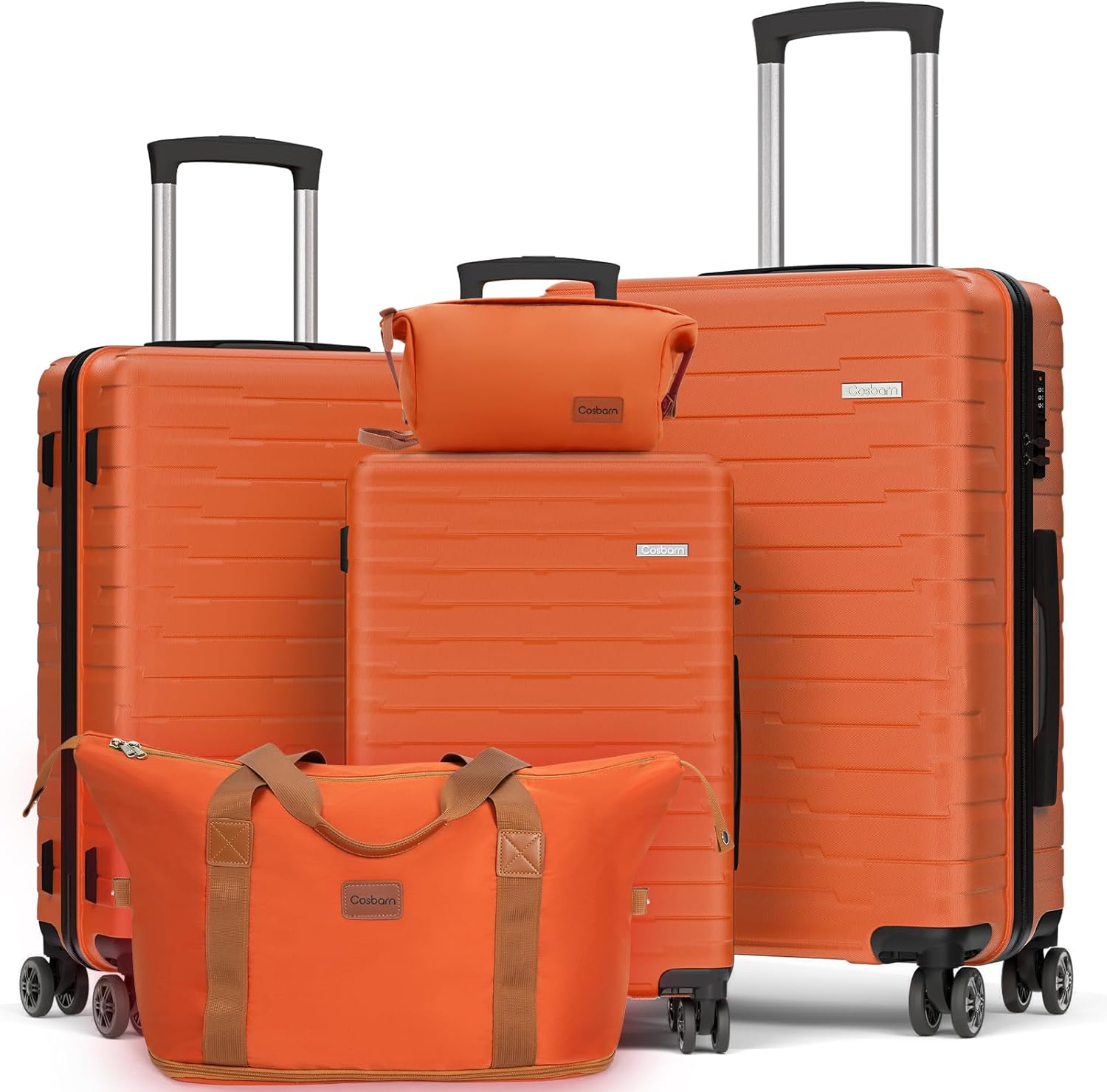 5-piece luggage set with wheels, ABS hardshell suitcase with spinner wheels wourant