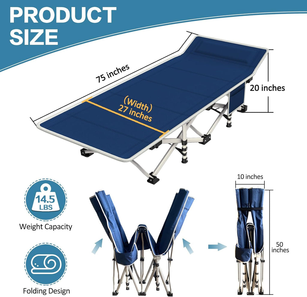 2 Pack Camping Cot with Mattress Comfortable Cot Bed Folding Cot Heavy Duty Cots for Sleeping with Carry Bag for Adults Kids Guest Bed Outdoor Indoor Home wourant