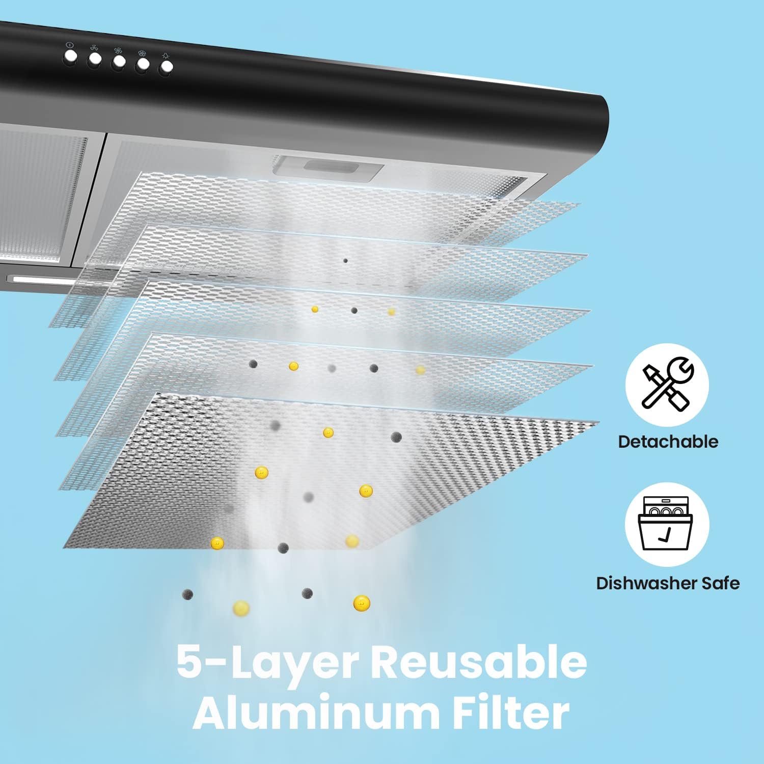 Comfee 30" Under Cabinet Ducted/Ductless Convertible Slim Vent Durable Stainless Steel Kitchen Reusable Filter wourant