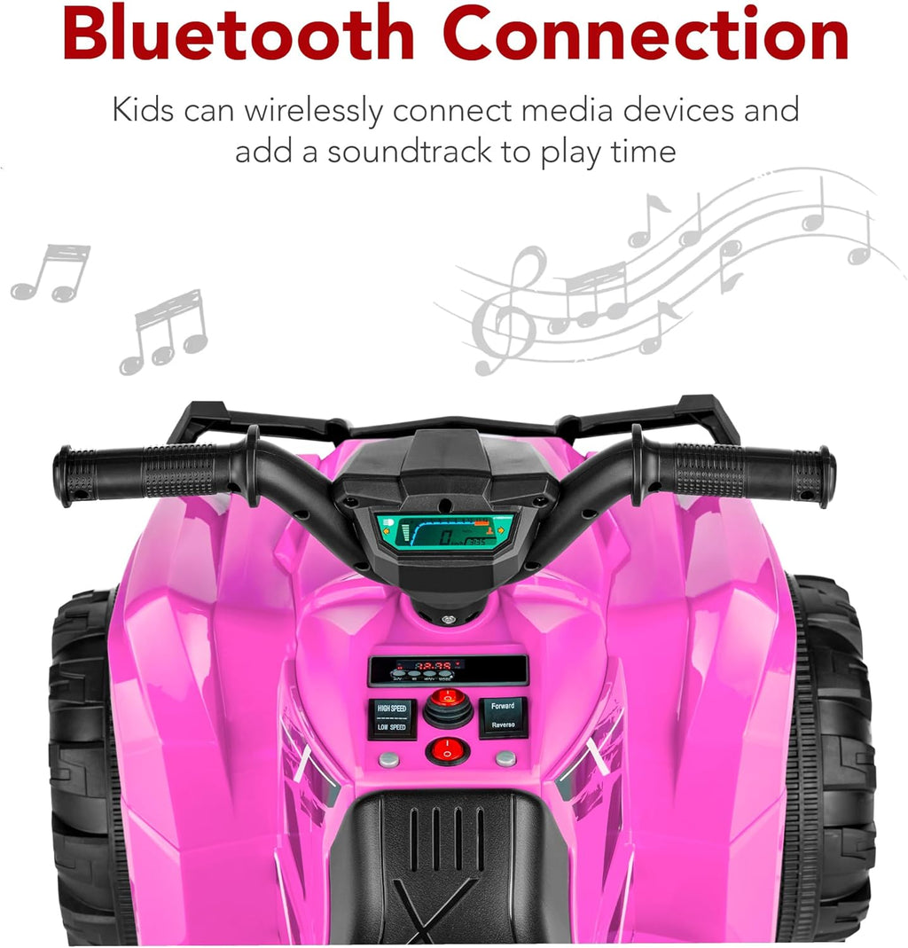Best Choice Products 12V Kids Ride-On Electric ATV, 4-Wheeler Quad Car Toy w/Bluetooth Audio, 2.4mph Max Speed, Treaded Tires, LED Headlights, Radio wourant