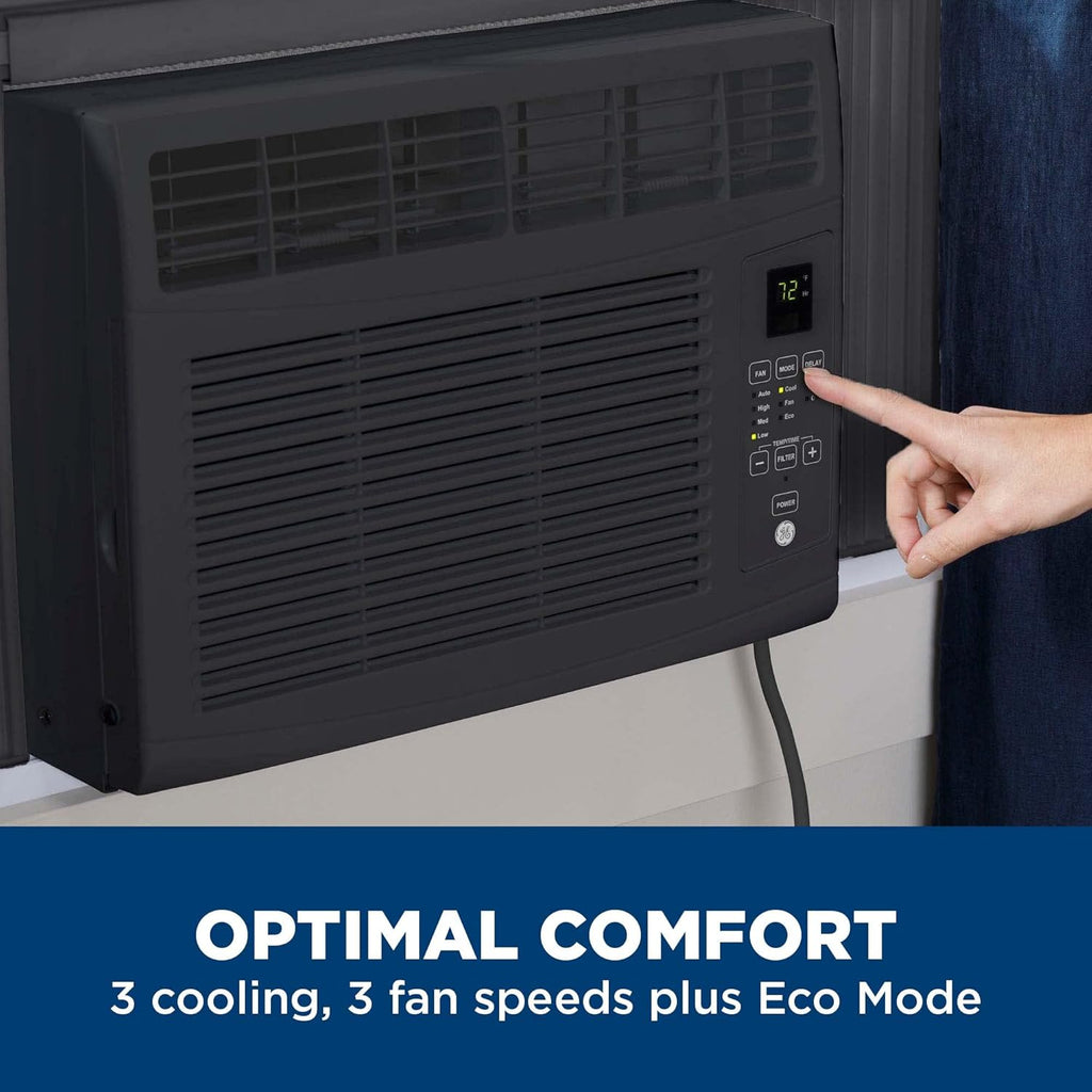 GE Window Air Conditioner Unit, 6,000 BTU for Small Rooms up to 250 sq ft. with Adjustable Fan and Cooling Settings, Perfect for Small Bedroom or Living Room, Easy Install Kit Included, White wourant