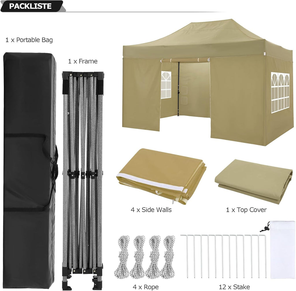 COBIZI 10x20 Heavy Duty Pop up Canopy Tent with 6 sidewalls Easy Up Commercial Outdoor Canopy Wedding Party Tents for Parties All Season Wind & Waterproof Gazebo with Roller Bag,Black(Frame Thickened) wourant