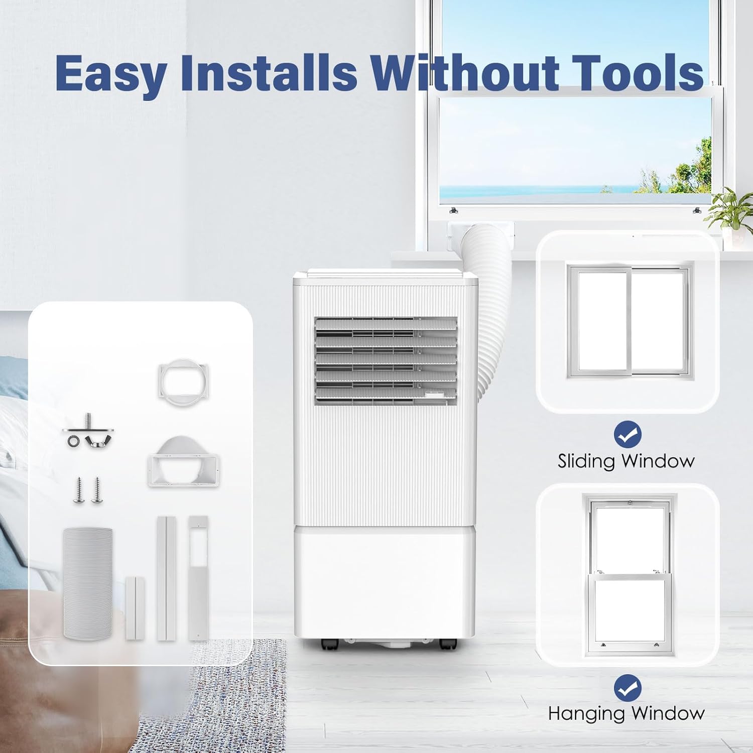 Air Choice Portable Air Conditioner, 10000 BTU Air Conditioner Portable for Room Up to 450 Sq.Ft, Remote Control, 24H Timer, Dehumidifier & Fan Modes, 3-in-1 AC Unit with Window Kit for Home Office wourant