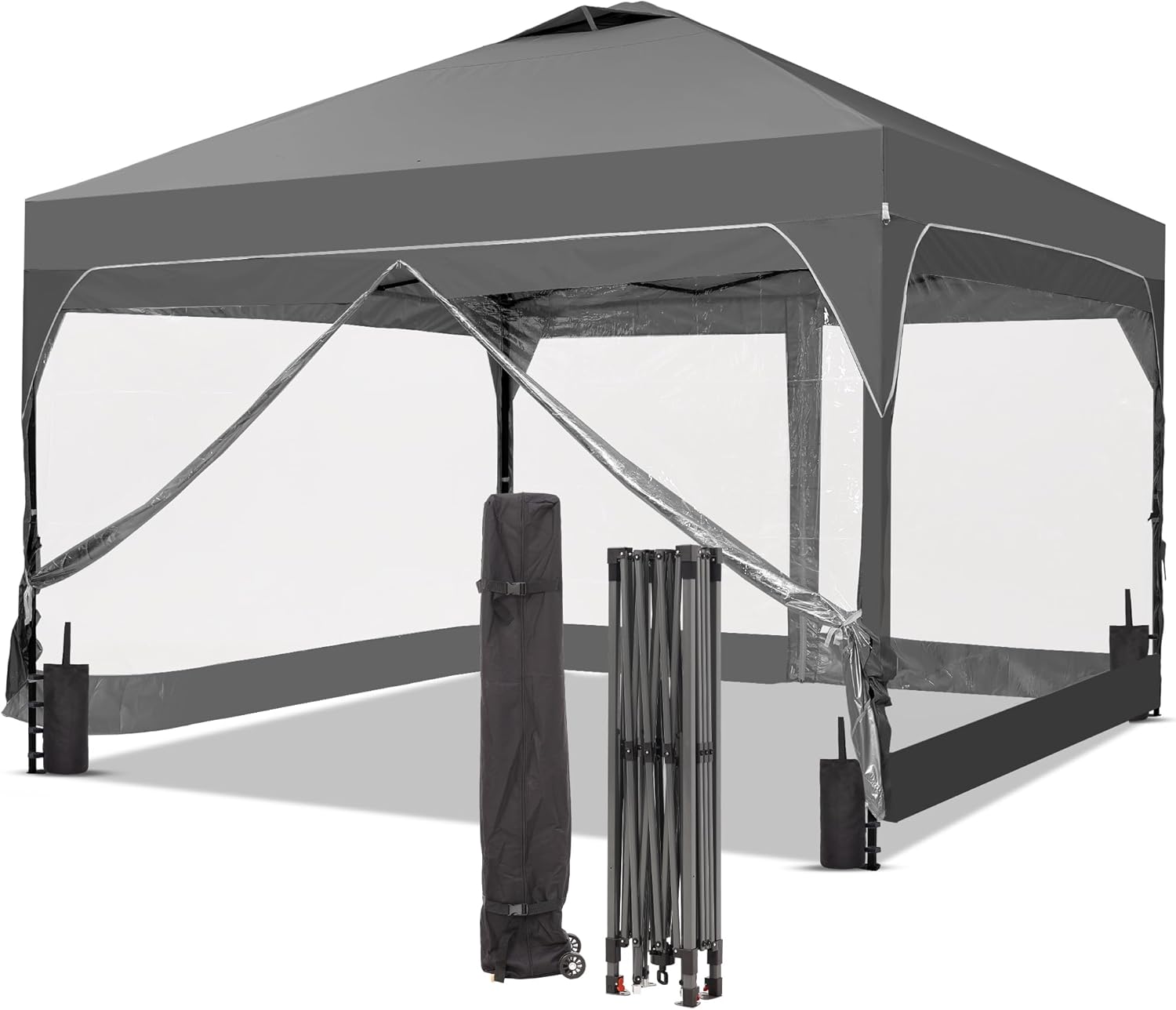 GDY 12x12 Pop Up Canopy Tent with 4 Sidewalls, Easy Set up with One Push Lift Gazebo wourant