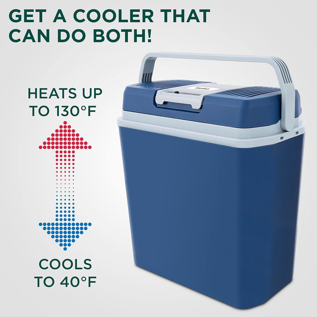 Electric Cooler & Warmer with Handle | 24 L Portable Thermoelectric Fridge for Vehicles & Trucks| 110V AC Home Power Cord & 12V Car Adapter for Camping wourant