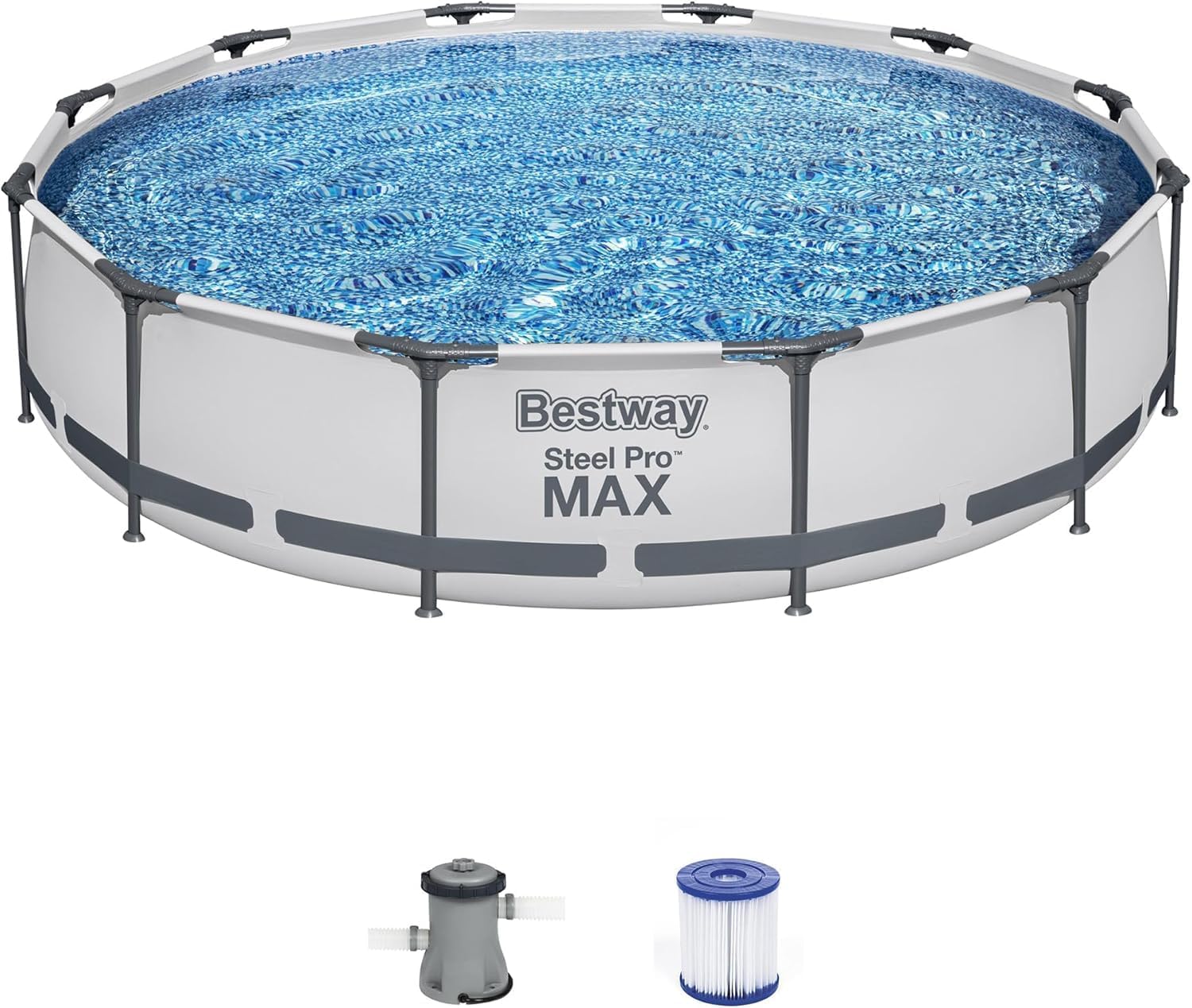Steel Pro MAX 10 Foot x 30 Inch Round Metal Frame Above Ground Outdoor Backyard Swimming Pool Set with 330 GPH Filter Pump wourant