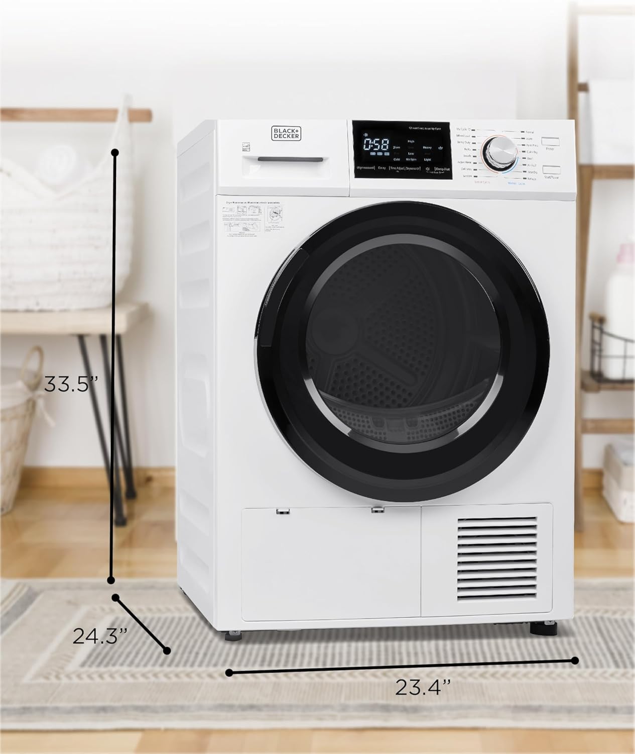 Compact Clothes Dryer, 1.5 Cu. Ft. 850W Electric Dryer, 120V Vented Portable Dryer with Stainless Steel Drum, for 5.5 lbs. of clothing for Standard Wall Outlet wourant