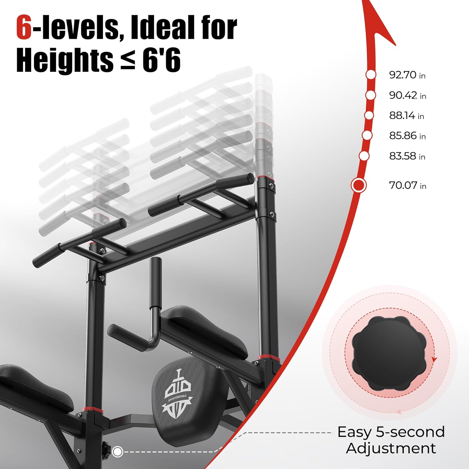 Sportsroyals Power Tower Pulp Up Bar Station, 450 lbs stable suspended immersion tilt station wourant