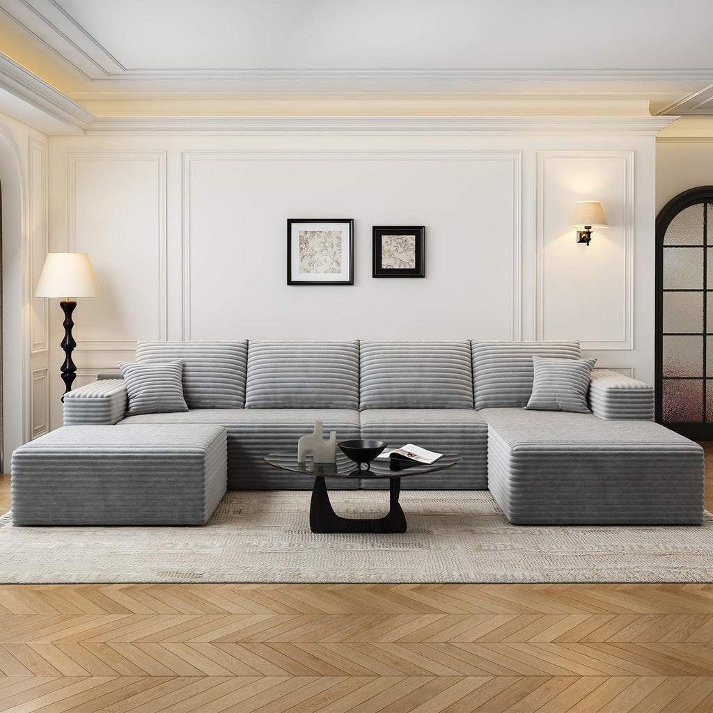 107.5 inch Cloud Modular Sectional Sofa with L-Shaped Chaise Lounge, Modern Minimalist Upholstered Sofa Deep Seating Corner Sofa wourant