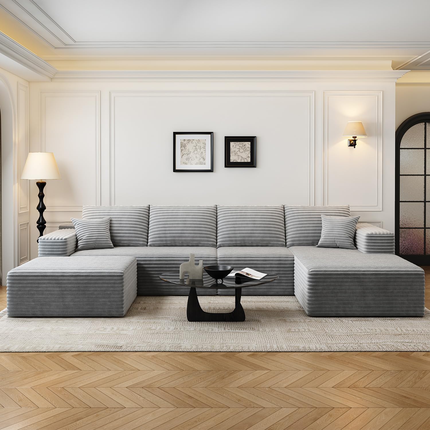 107.5 inch Cloud Modular Sectional Sofa with L-Shaped Chaise Lounge, Modern Minimalist Upholstered Sofa Deep Seating Corner Sofa wourant
