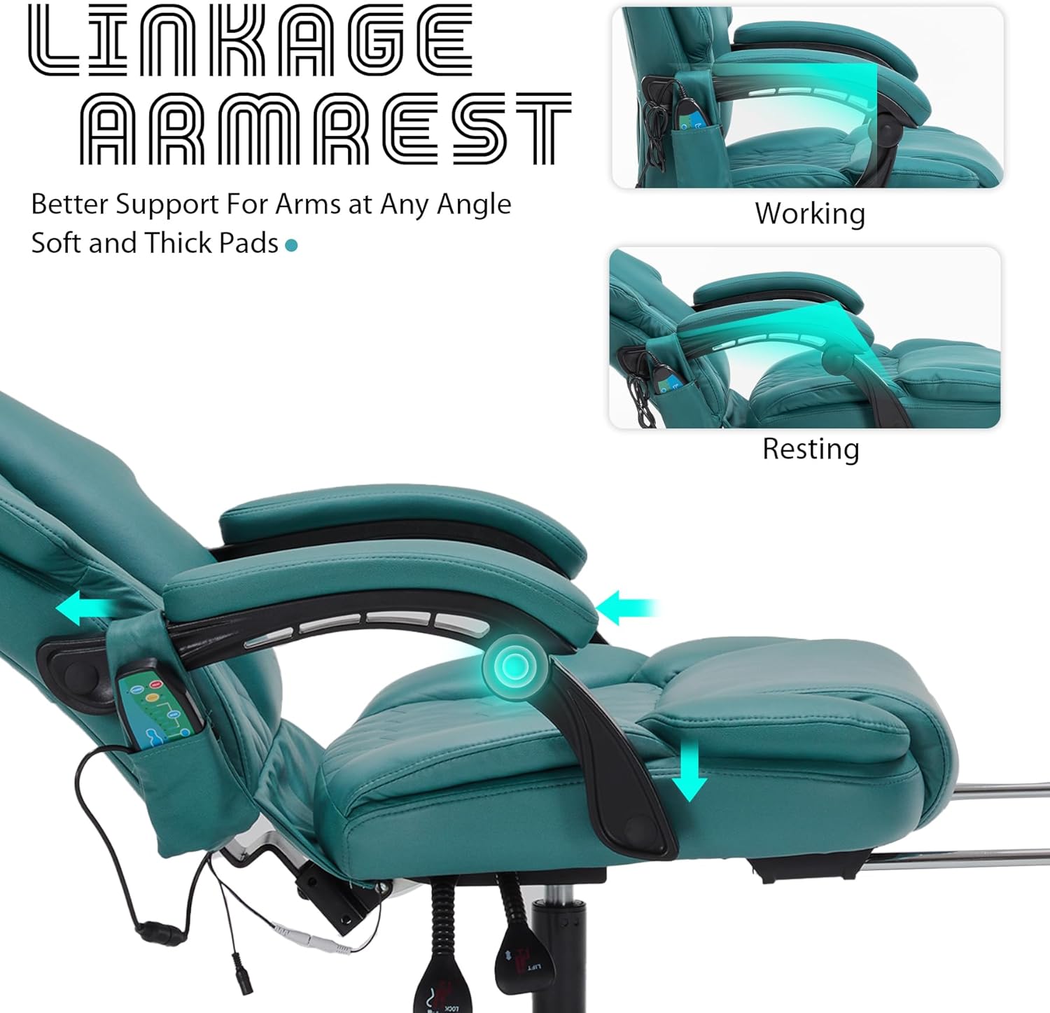 Massage Office Chair with Footrest 6 Point Vibration and Heating Home Executive Office Desk Chair wourant