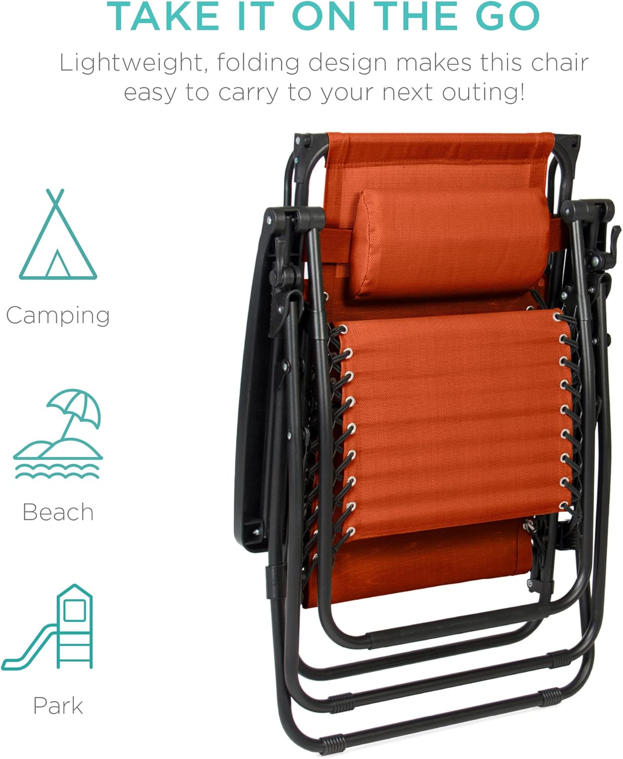 Best Choice Products Folding Zero Gravity Outdoor Recliner Patio Lounge Chair w/Adjustable Canopy Shade, Headrest, Side Accessory Tray, Textilene Mesh - Peacock Blue wourant