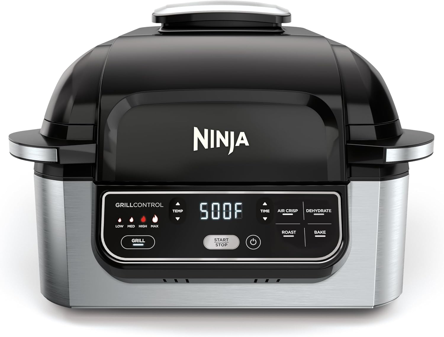 Ninja | Indoor Grill | Foodi | 5-in-1 (Grill, Air Fry, Roast, Bake, and Dehydrate | Fits up to 3lb Roast | Smoke Control System and Dishwasher Safe Parts| Black/Grey | AG301 woonhhop