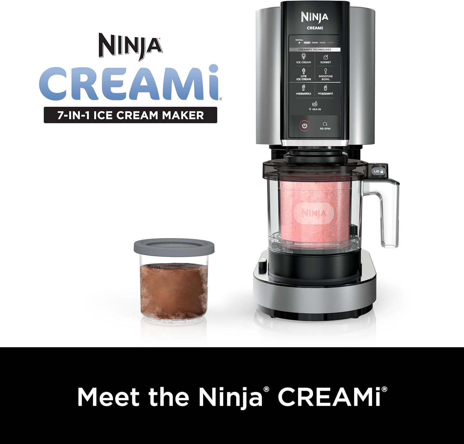 Ninja NC301 CREAMi Ice Cream Maker, for Gelato, Mix-ins, Milkshakes, Sorbet, Smoothie Bowls & More, 7 One-Touch Programs, with (2) Pint Containers & Lids, Compact Size, Perfect for Kids, Silver wourant