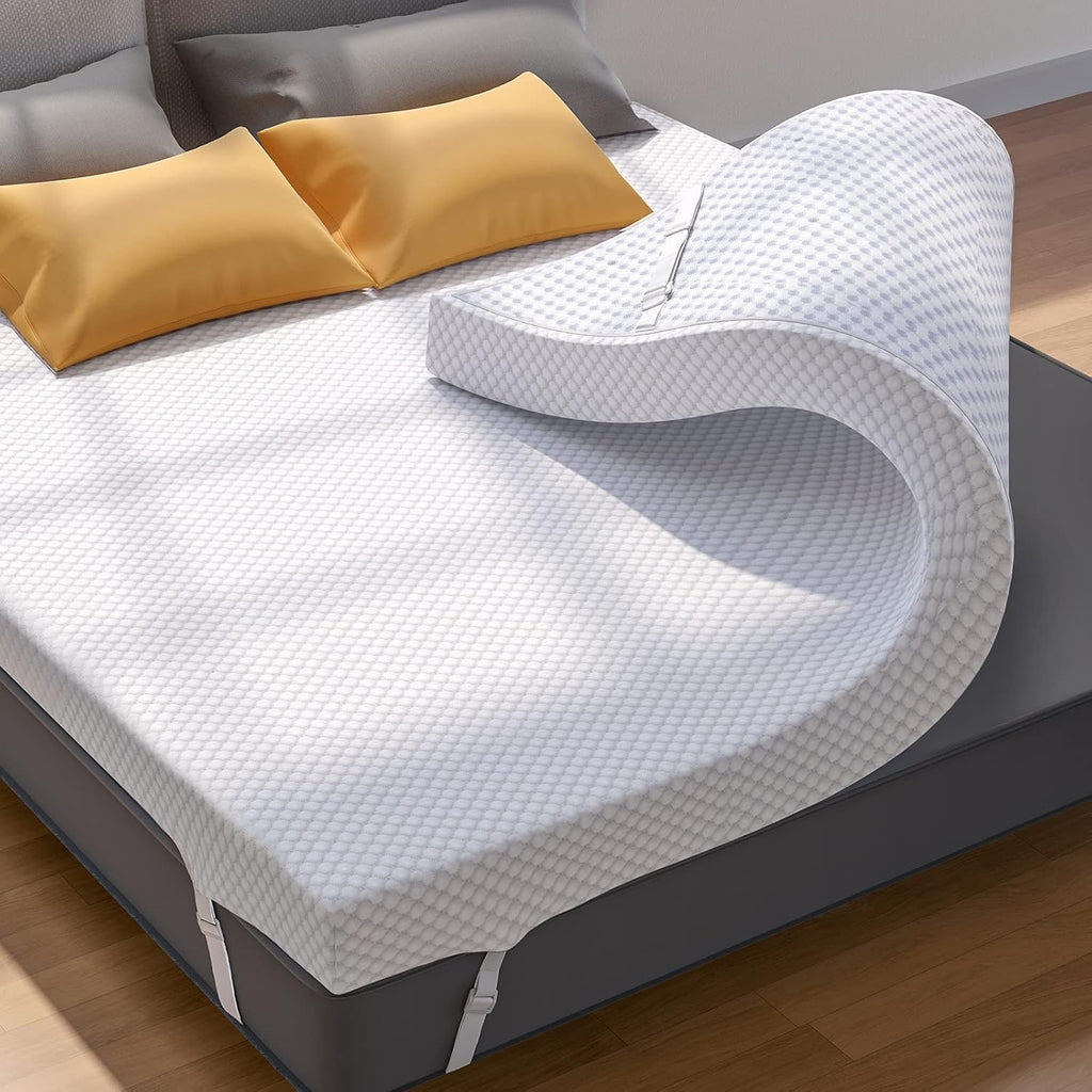 PERLECARE 3 Inch Gel Memory Foam Mattress Topper for Pressure Relief, Premium Soft Cooling Sleep, Non-Slip Design with Removable & Washable Cover, CertiPUR-US Certified - Queen woonhhop