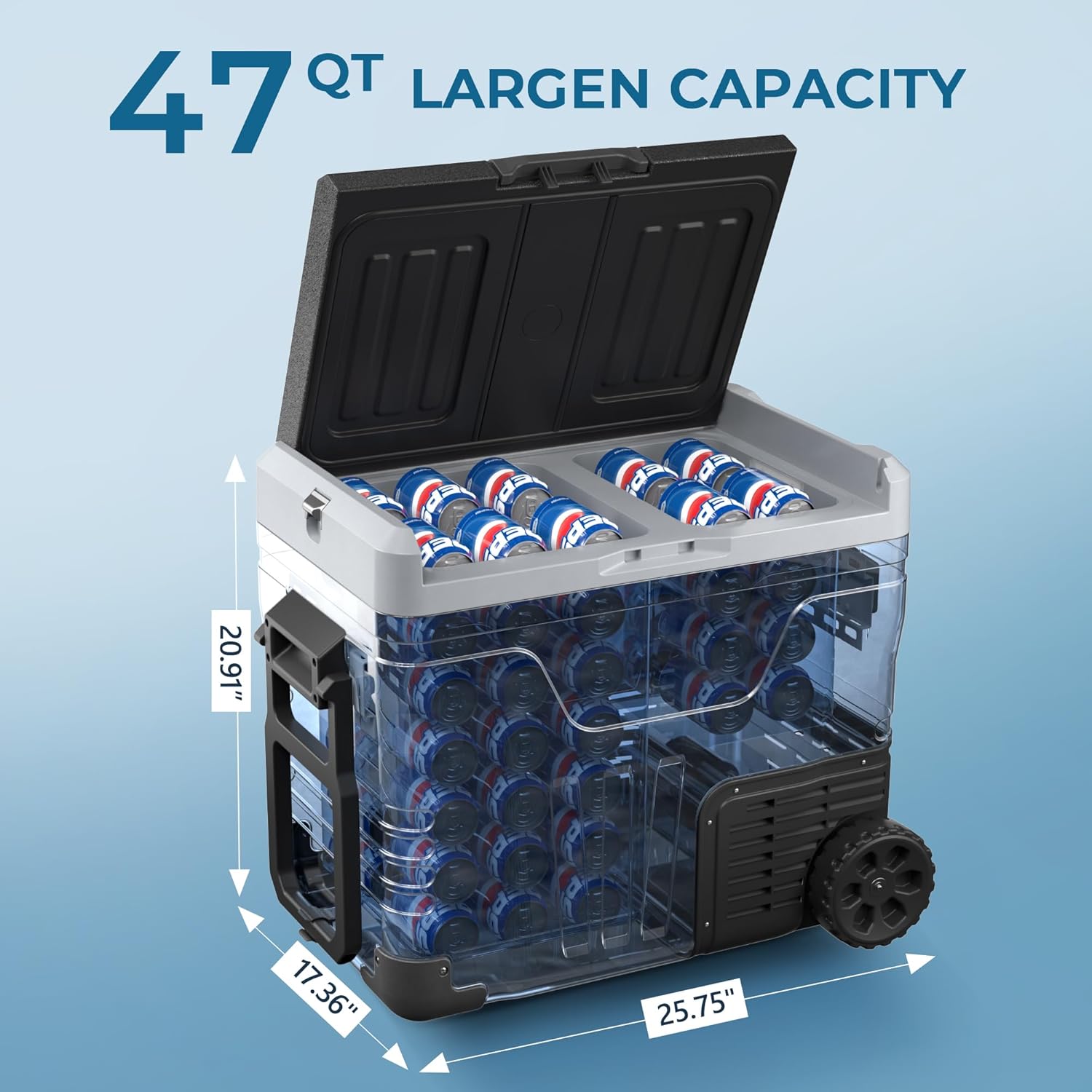 EUHOMY 12 Volt Refrigerator 53QT(50L) Electric Cooler Portable Freezer 12V/24V DC wourant