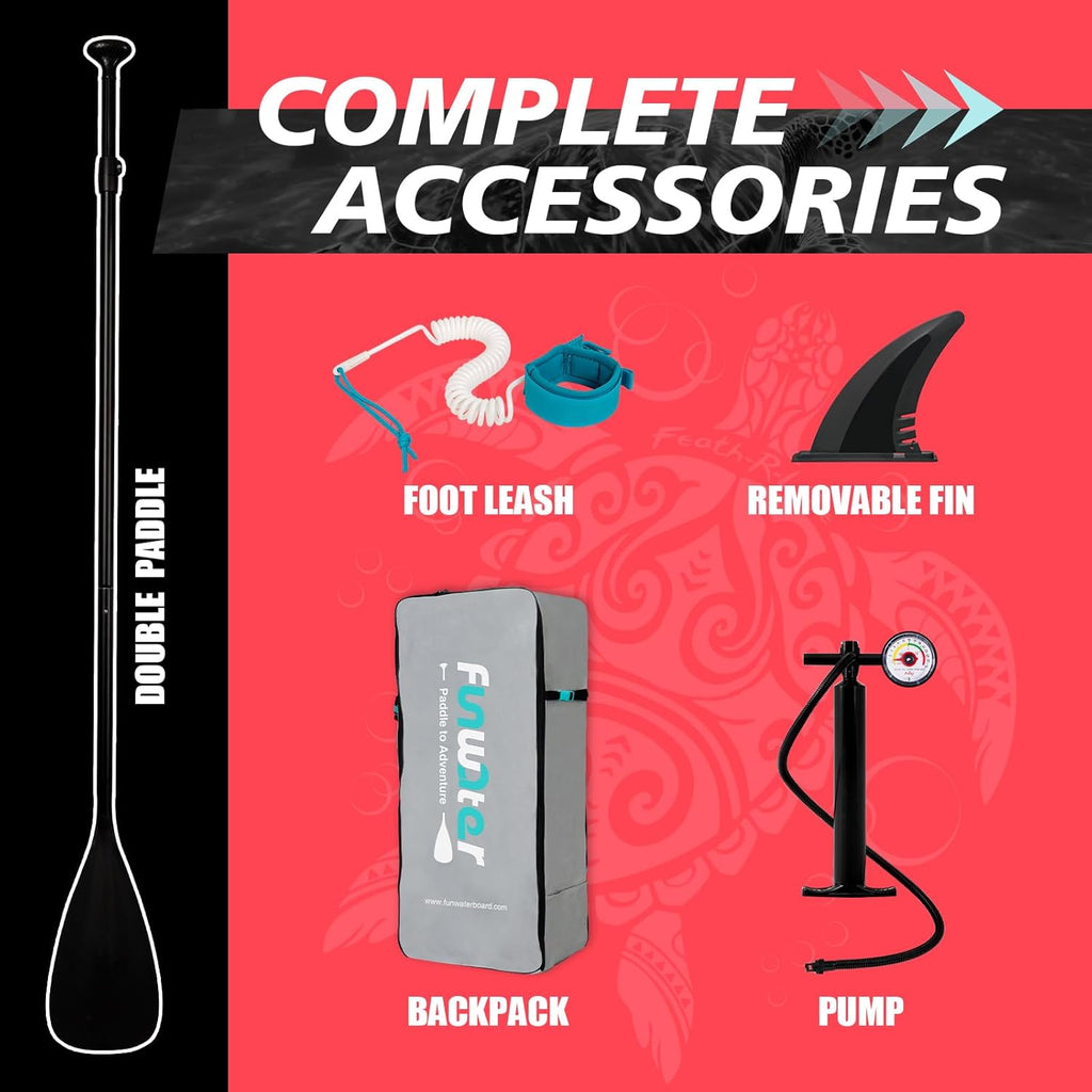 FunWater Inflatable Stand Up Paddle Board with Premium SUP Paddle Accessories, Non-Slip EVA Deck, 11'/10'6' Paddle wourant