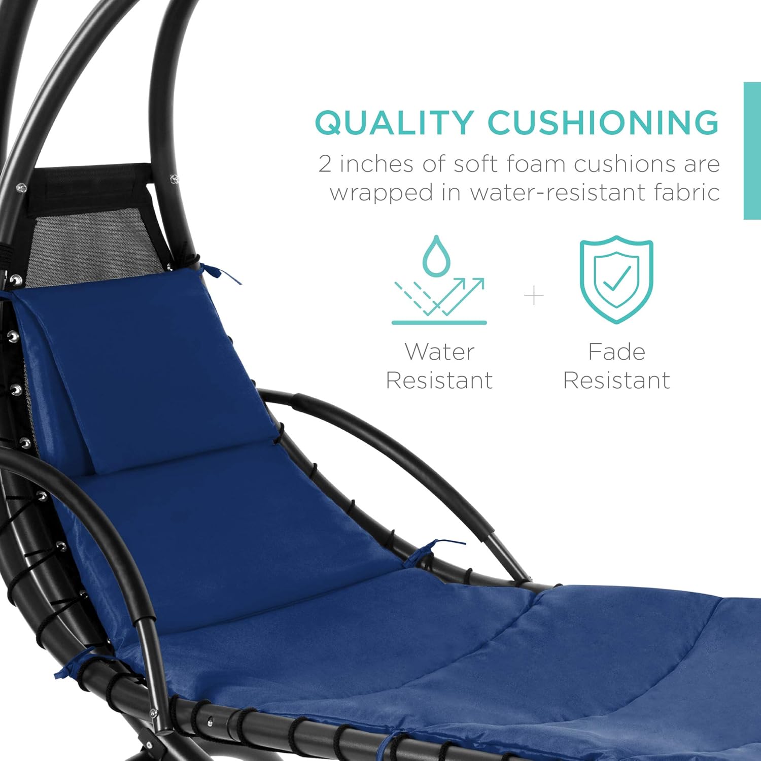 Best Choice Products Outdoor Hanging Curved Steel Chaise Lounge Chair Swing w/Built-in Pillow and Removable Canopy - Teal wourant
