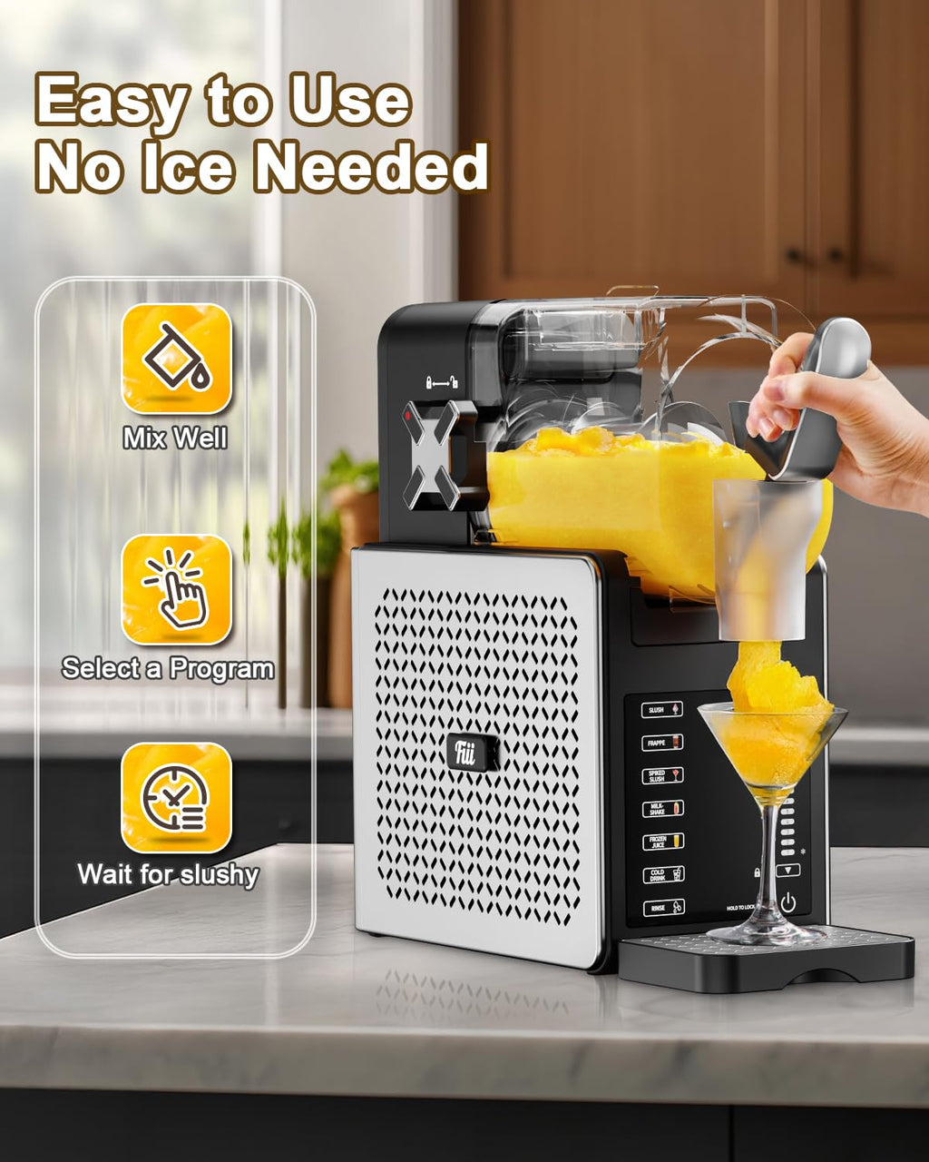 Fiii Slushie Machine 92 oz, Slushy Machine for Home, 6 Preset Programs, Quiet Operation, LED Display, Auto-Clean, No Ice Needed, Perfect for Milkshakes, Margarita Smoothie, Frappes and More wourant