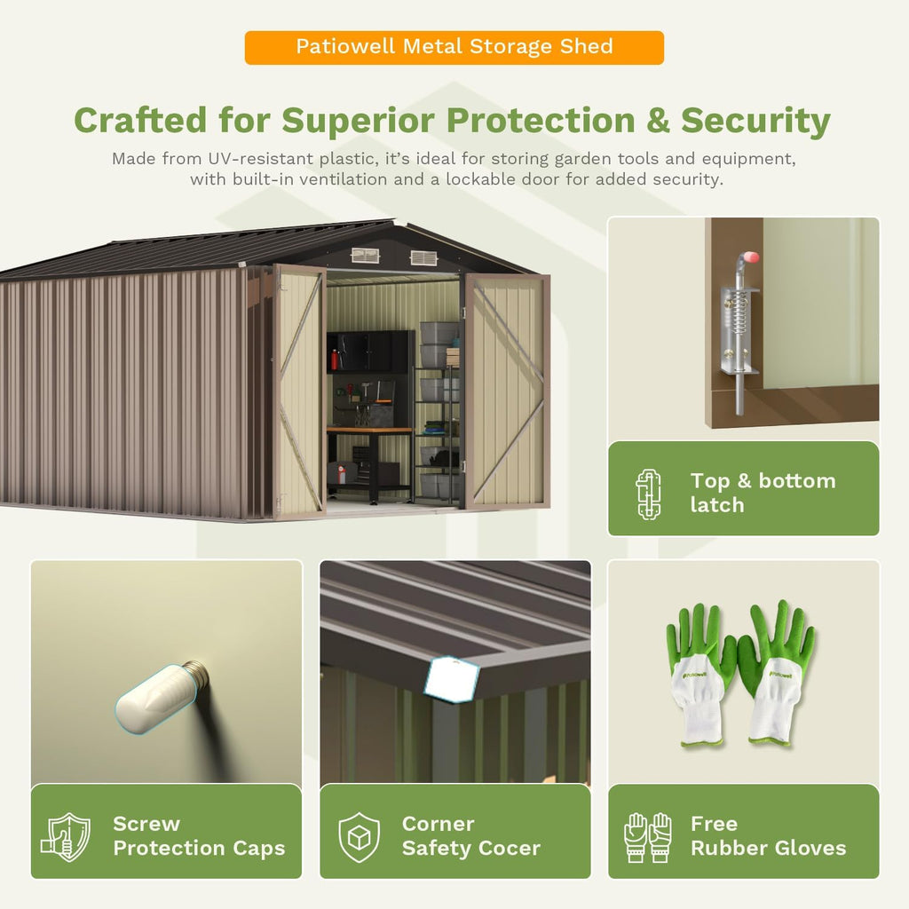 Patiowell 5x3 FT Outdoor Storage Shed Tool Shed with Sloping Roof and Lockable Door Metal Shed wourant