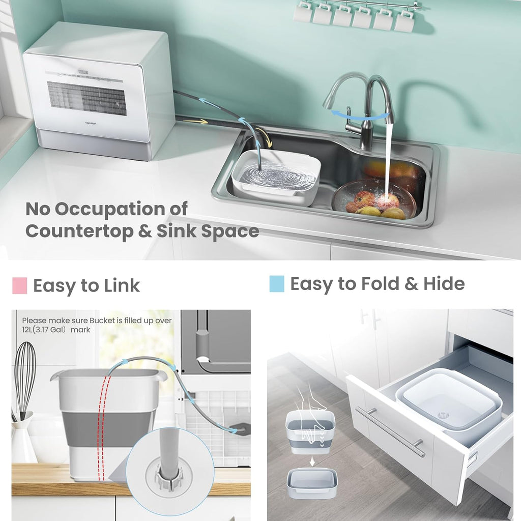 COMFEE' Portable Mini Dishwasher Countertop with 5L Built-in Water Tank for Apartments& RVs wourant