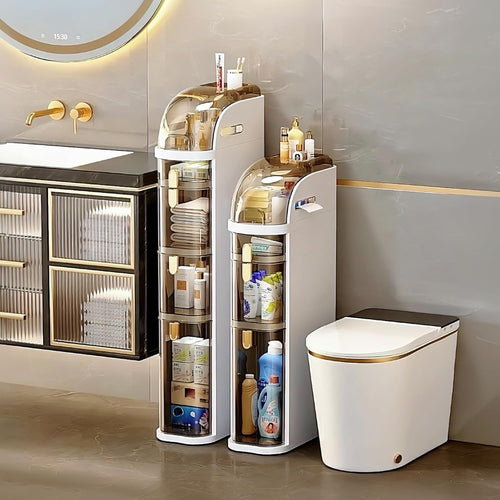 4-Tiers Narrow Bathroom Storage Cabinet 7.1 Slim Bathroom Floor Organizer with Drawers wourant