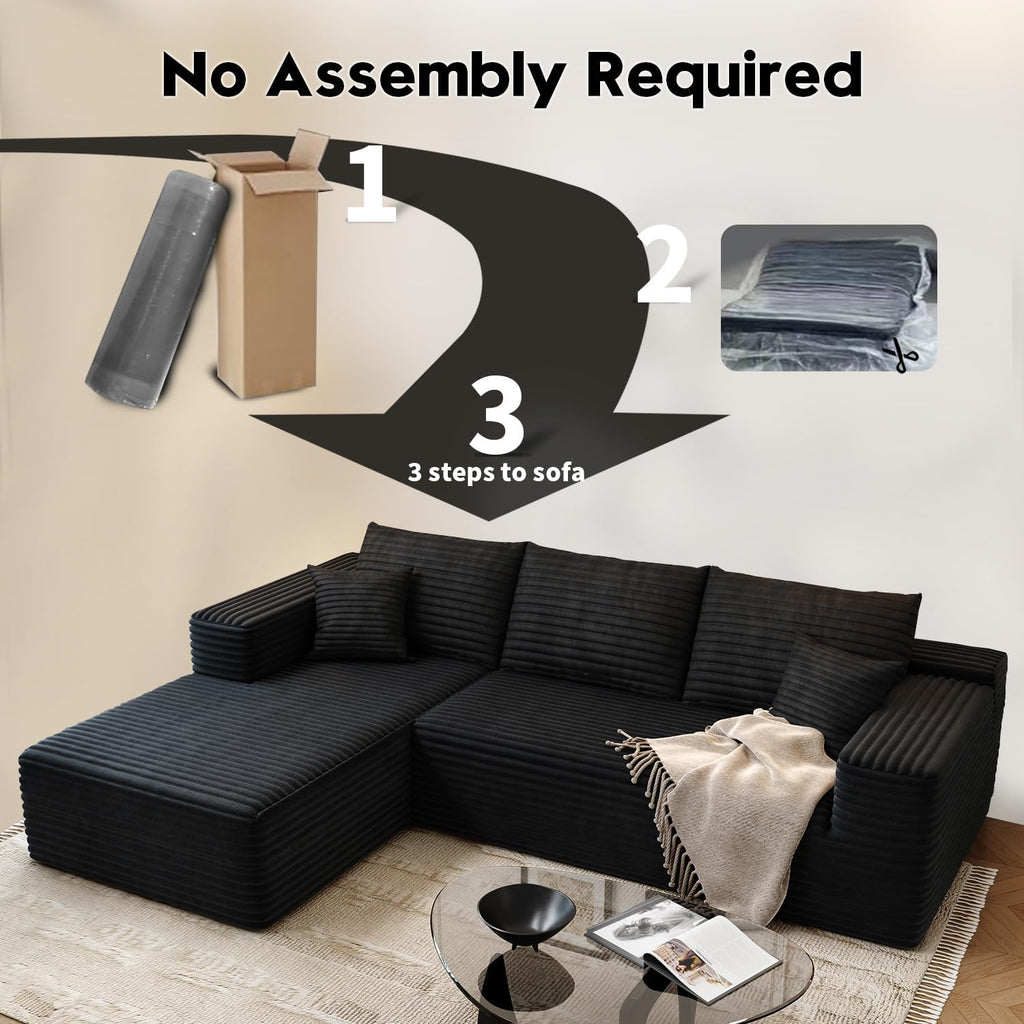 107.5" Cloud Modular Sectional Sofa Couch with L-Shape Chaise,Modern Minimalist Upholstered Couches wourant