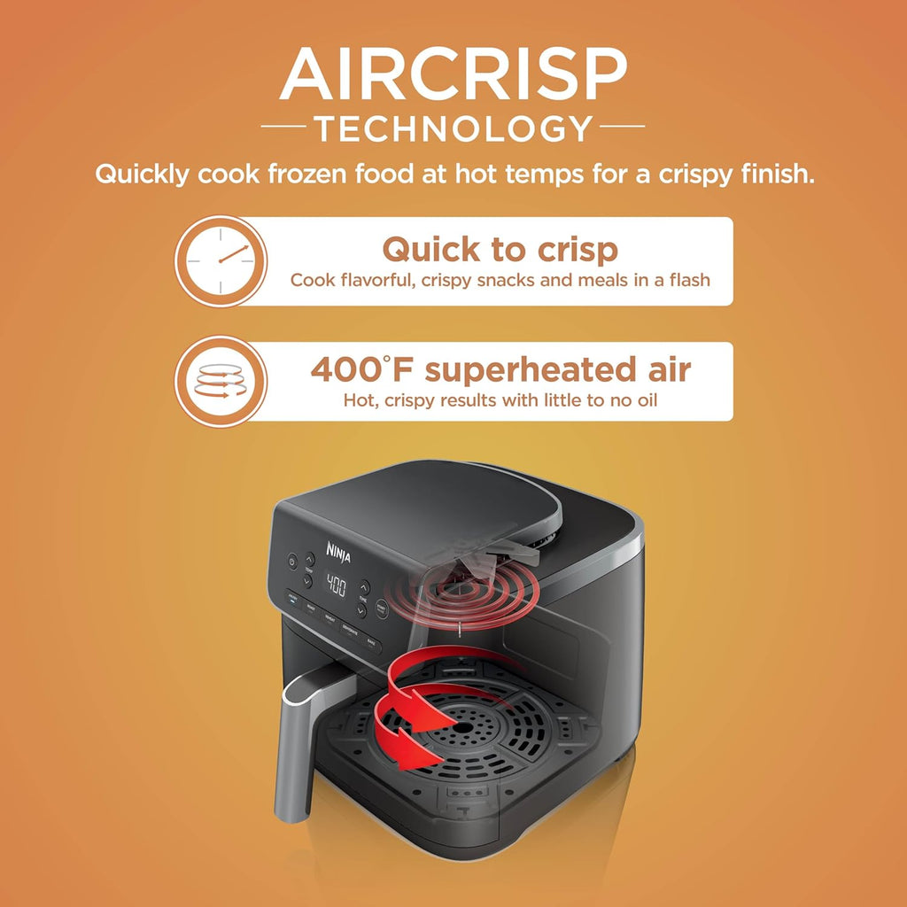 Ninja Air Fryer Pro 4-in-1 with 5 QT Capacity, Air Fry, Roast, Reheat, Dehydrate, Air Crisp Technology with 400F for hot, 120 Volts, Nonstick Basket & Crisper Plate, Grey, AF141 wourant