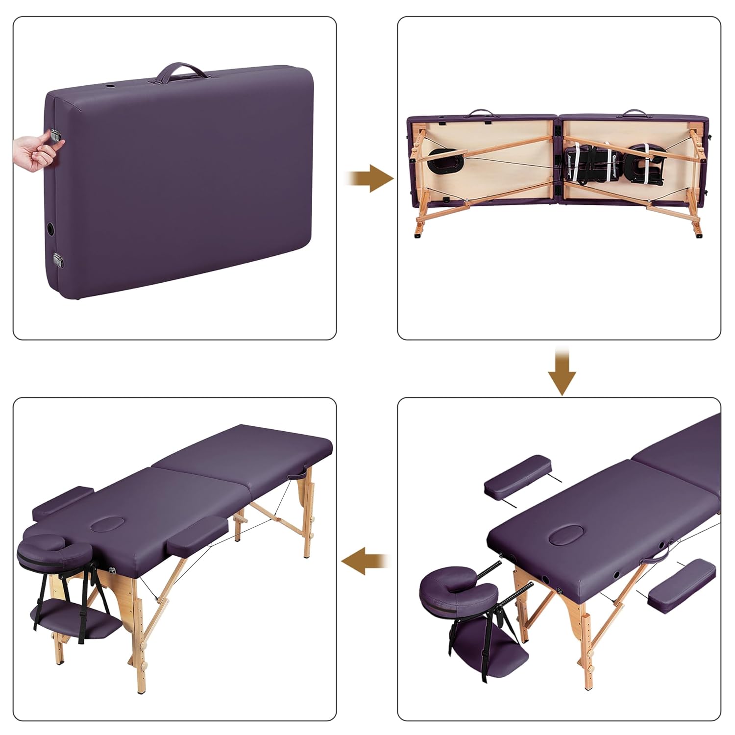 Yaheetech Massage Table Portable Lash Beds Spa Bed Massage Couch Foldable Spa Tables Adjustable 2 Fold with Non-Woven Bag 24 inch, Black wourant