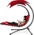 Best Choice Products Outdoor Hanging Curved Steel Chaise Lounge Chair Swing w/Built-in Pillow and Removable Canopy - Teal wourant