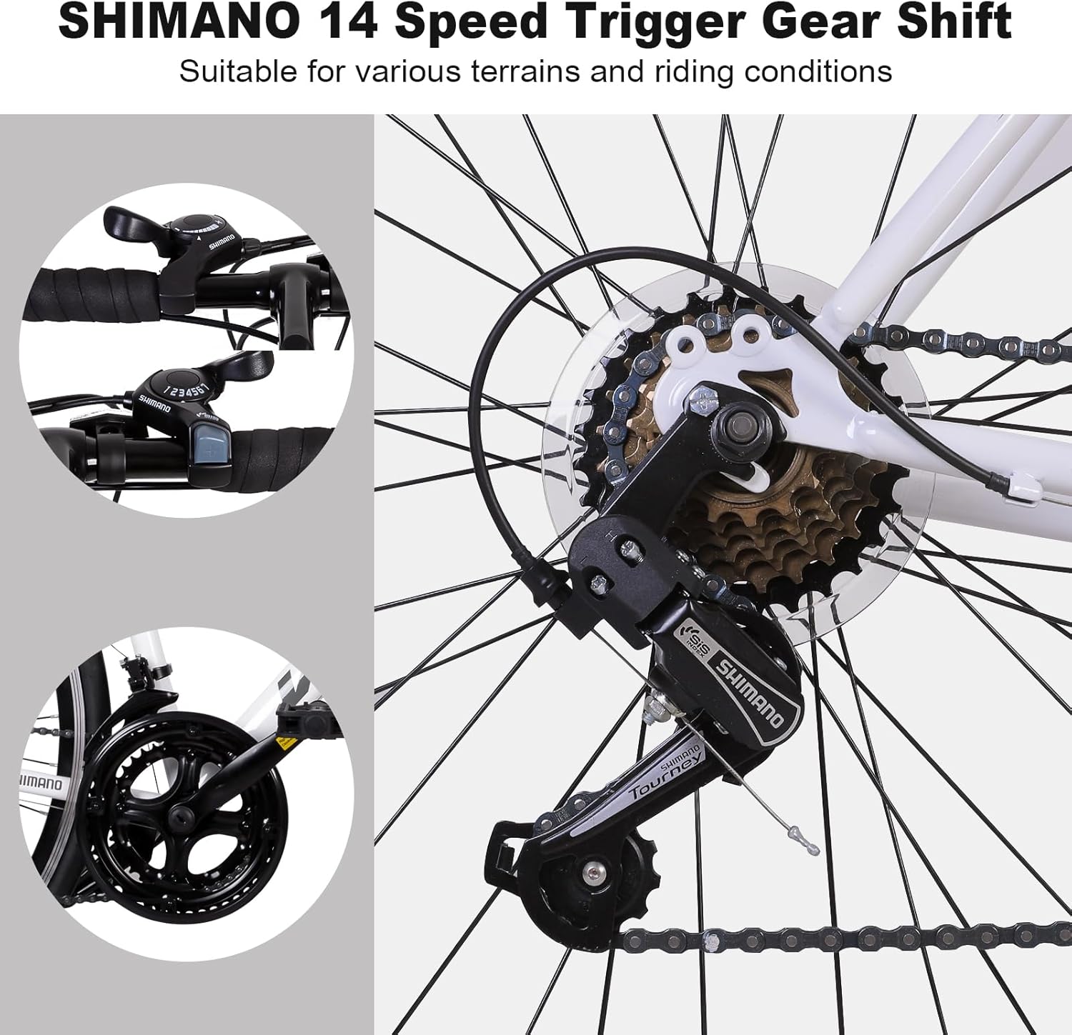 WEIZE Road Bike, 700C Wheel City Commuter Bicycle, Shimano 14 Speed Drop Bar, Racing Adult Bike with Caliper Brakes, High-Carbon Steel Hybrid Bikes wourant