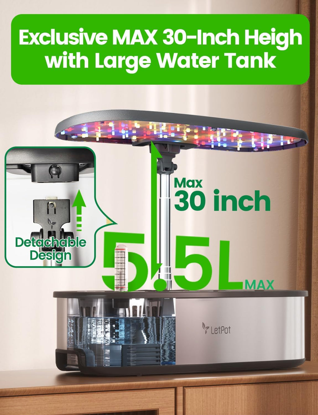 Hydroponic Planting System, 12 Indoor Smart Herb Garden Set, Indoor Garden, App and WiFi Control, with 24W Grow LED, 5.5L Water Tank, Pump System, Automatic Timer wourant