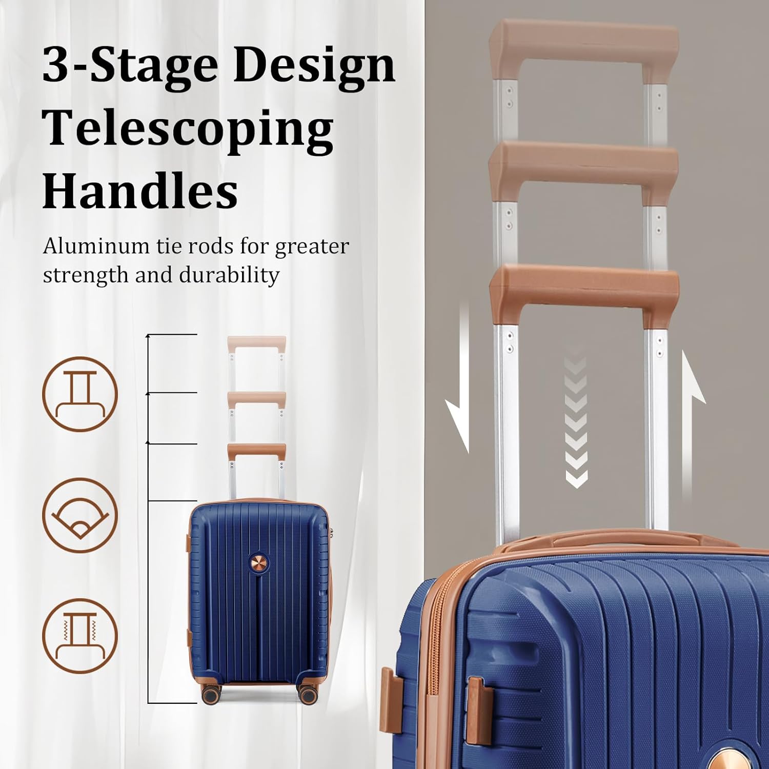 5-piece PP hardshell lightweight travel carry-on luggage set with dual spinner wheels and TSA lock wourant