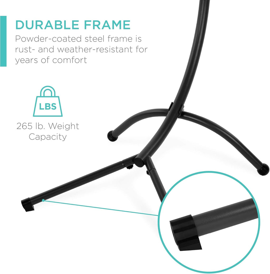 Best Choice Products Outdoor Hanging Curved Steel Chaise Lounge Chair Swing w/Built-in Pillow and Removable Canopy - Teal wourant