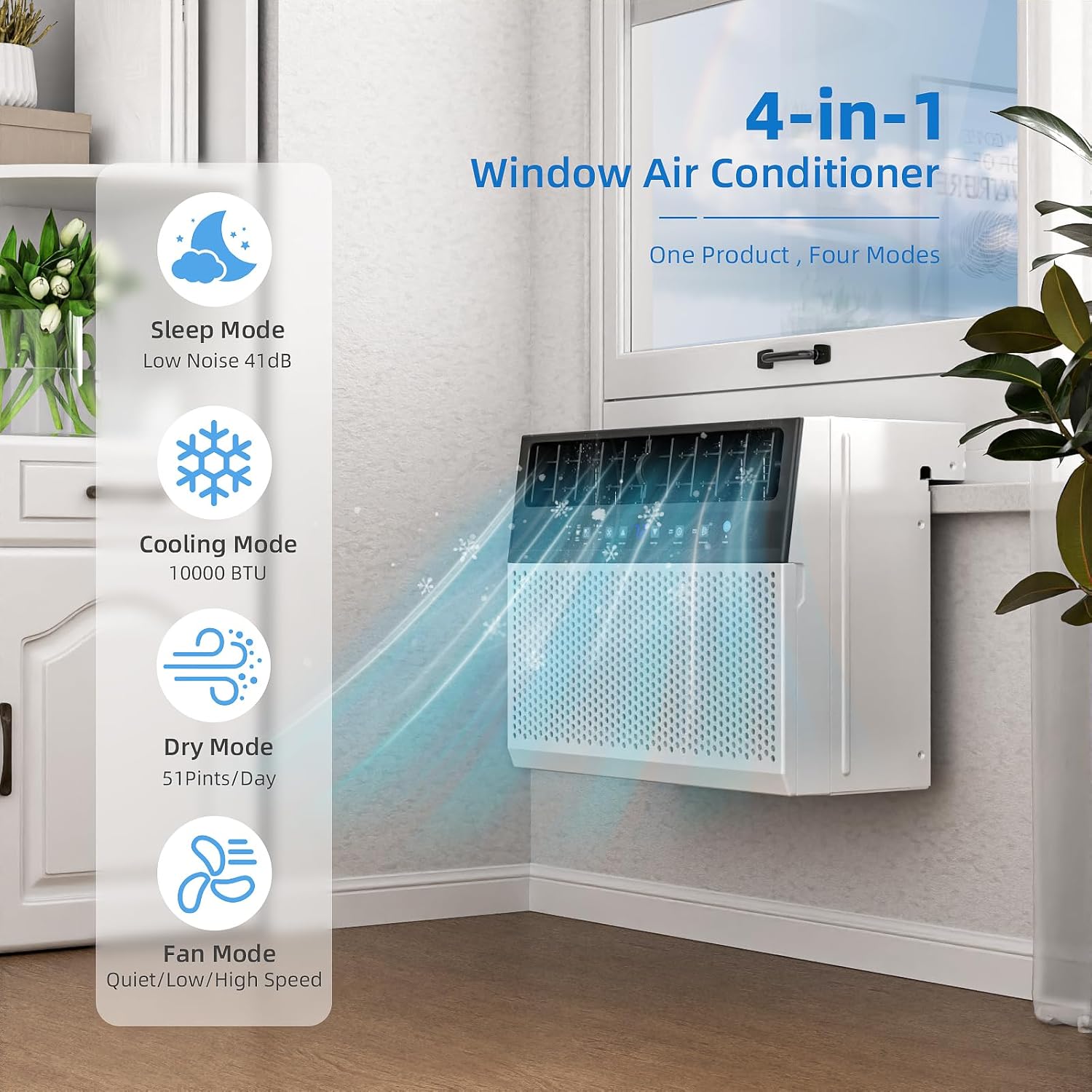 Antarctic Star 12,000 BTU U-Shaped Window Air Conditioner Unit Cools up to 550 Sq.Ft. with 6 Modes 24H Timer, Ultra Quiet Window AC Units wourant
