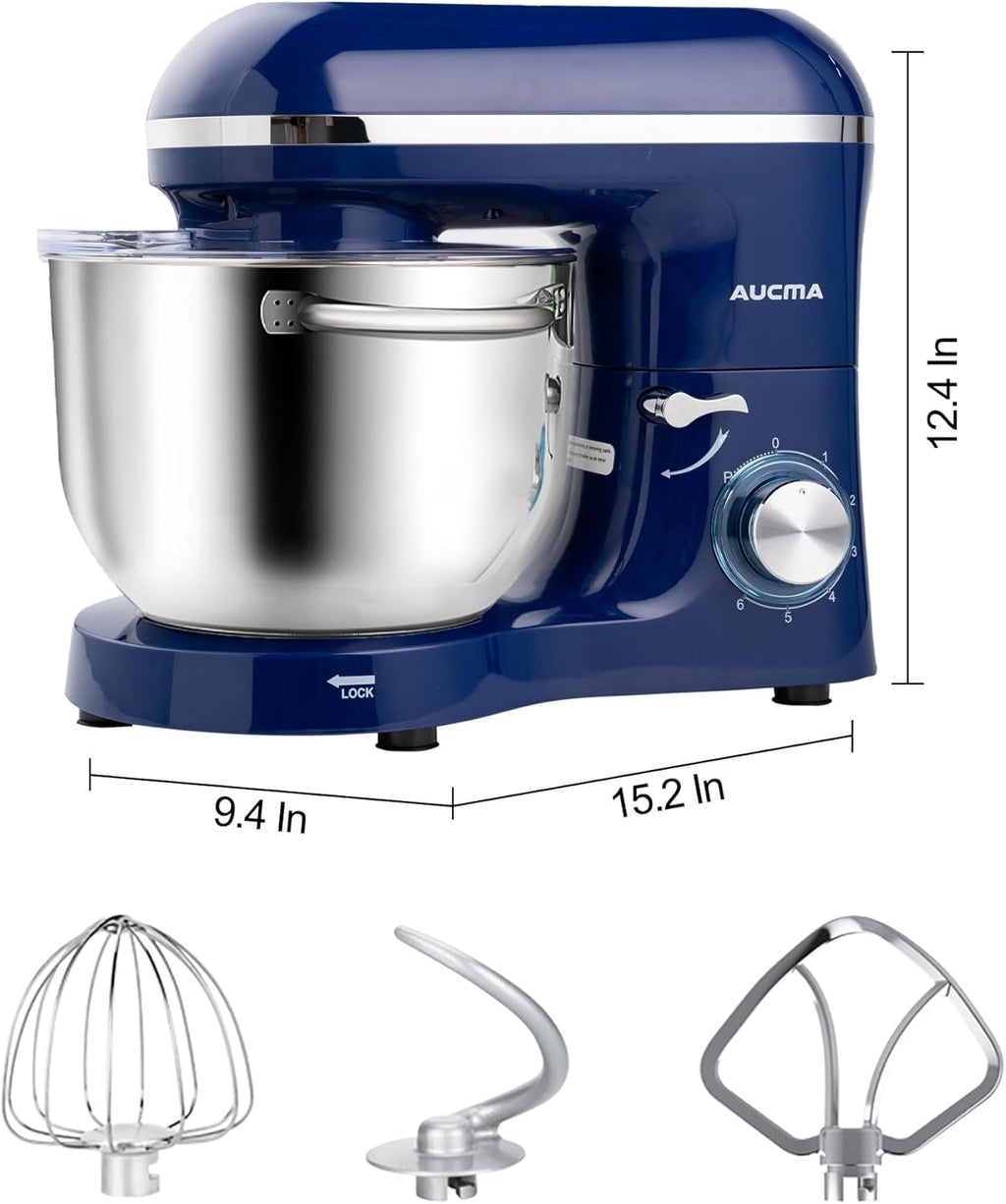 Aucma Stand Mixer,6.5-QT 660W 6-Speed Tilt-Head Food Mixer, Kitchen Electric Mixer with Dough Hook wourant