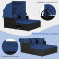 RELAX4LIFE Patio Outdoor Daybed Canopy Wicker Sunbed Cushions Lounge Bed Conversation wourant
