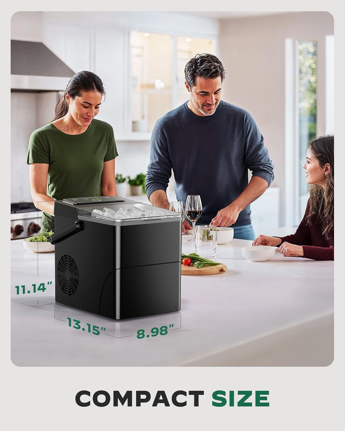 Silonn Countertop Ice Maker with Expanding Ice Basket, 9 Cubes in 6 Mins, 2.5L Ice Basket, Self-Cleaning Ice Maker with LED Touch Control, 2 Bullet Ice Sizes for Home, Kitchen, Office wourant