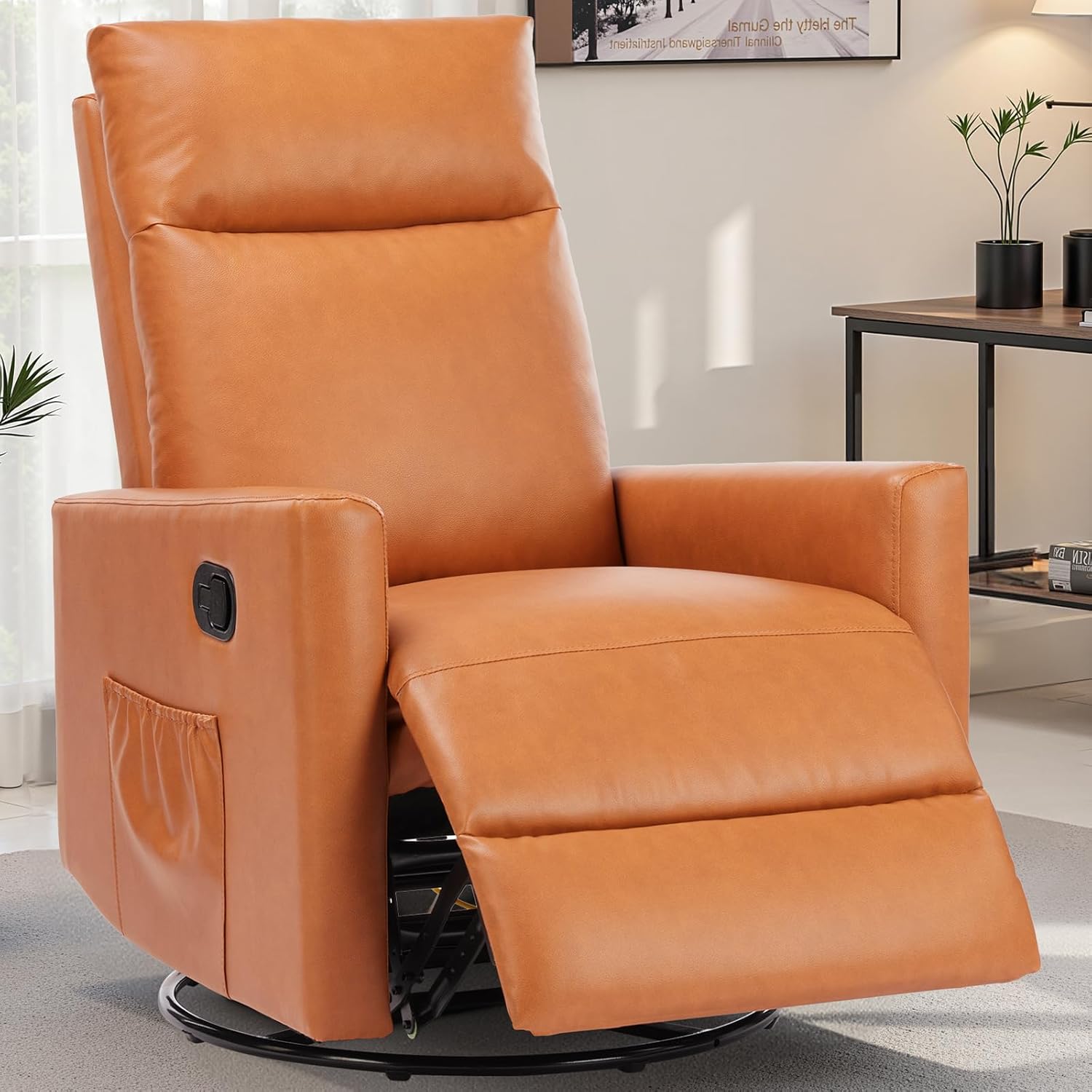 Swivel Rocking Recliner Chair with Extra Large Footrest High Back, Upholstered Glider Nursery Chair for Living Room, Bedroom & Nursery, Comfortable Deep Seat for Relaxation, Grey wourant