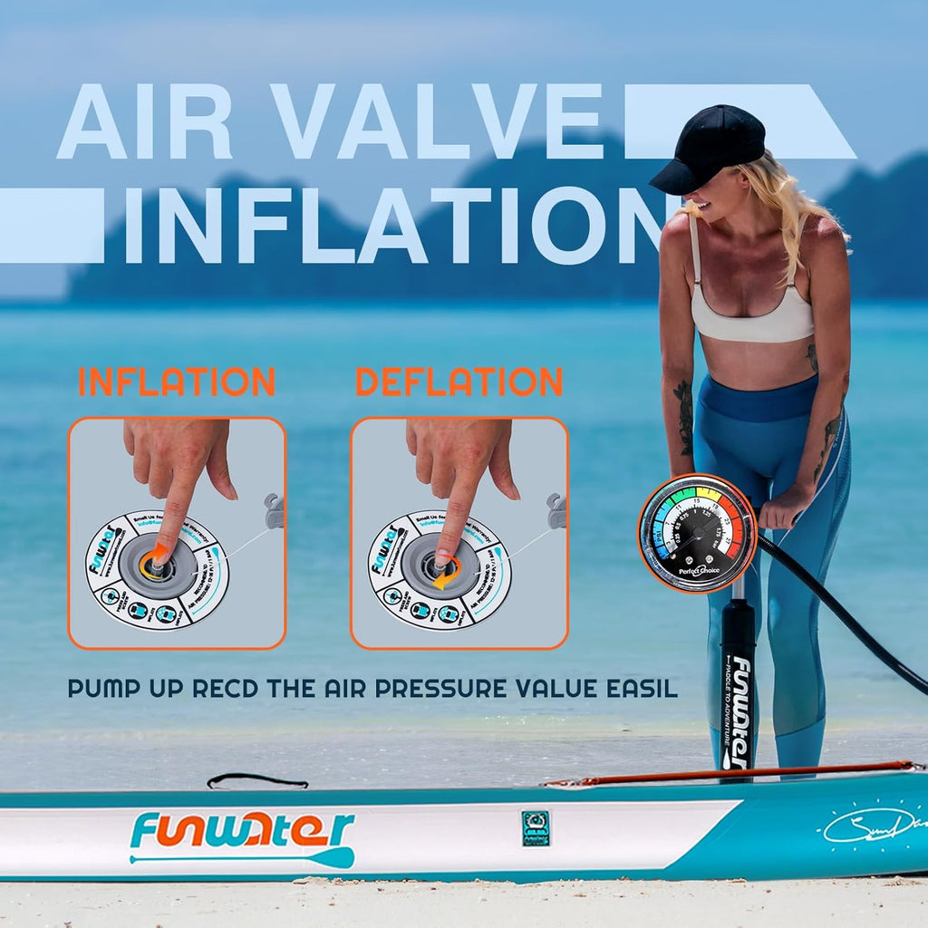 FunWater Inflatable Stand Up Paddle Board with Premium SUP Paddle Accessories, Non-Slip EVA Deck, 11'/10'6' Paddle wourant