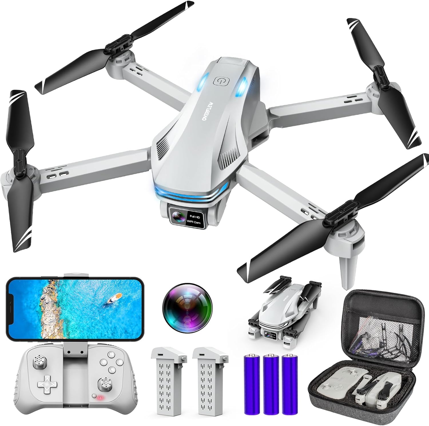 Drone with Camera for Adults, HD FPV Drones with Upgrade Altitude Hold, One-Key Take Off/Landing, Voice Control, Headless Mode, 2 Batteries, Toys Gifts for Teen Boys Girls, Beginner wourant