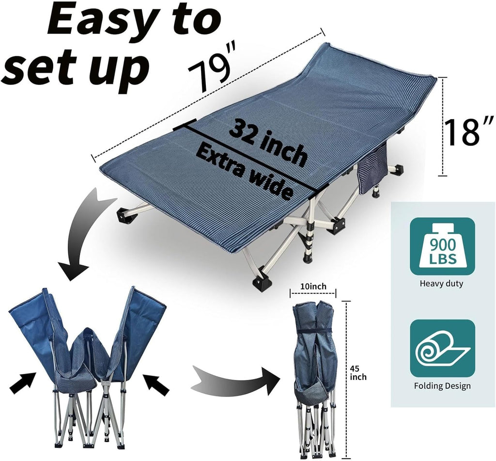 2 Pack Camping Cot with Mattress Comfortable Sleeping Cot Camping Cots for Adults 2 Person Folding Cot Heavy Duty Cots for Sleeping with Carry Bag Outdoor Indoor Home Vacation wourant