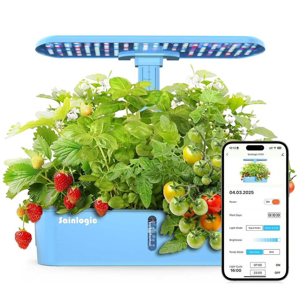 Sainlogic Hydroponics Growing System Kit, 12 Pods Watering Planter, Smart Indoor Garden with APP & WiFi Connected, 5 X Growth with 24W LED, Quiet Pump, for Vegetables, Herbs and Flowers wourant