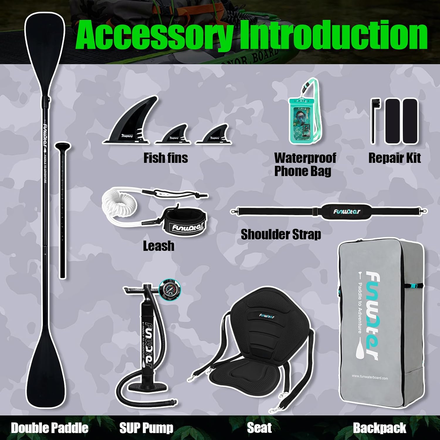 FunWater Inflatable Stand Up Paddle Board with Premium SUP Paddle Accessories, Non-Slip EVA Deck, 11'/10'6' Paddle wourant