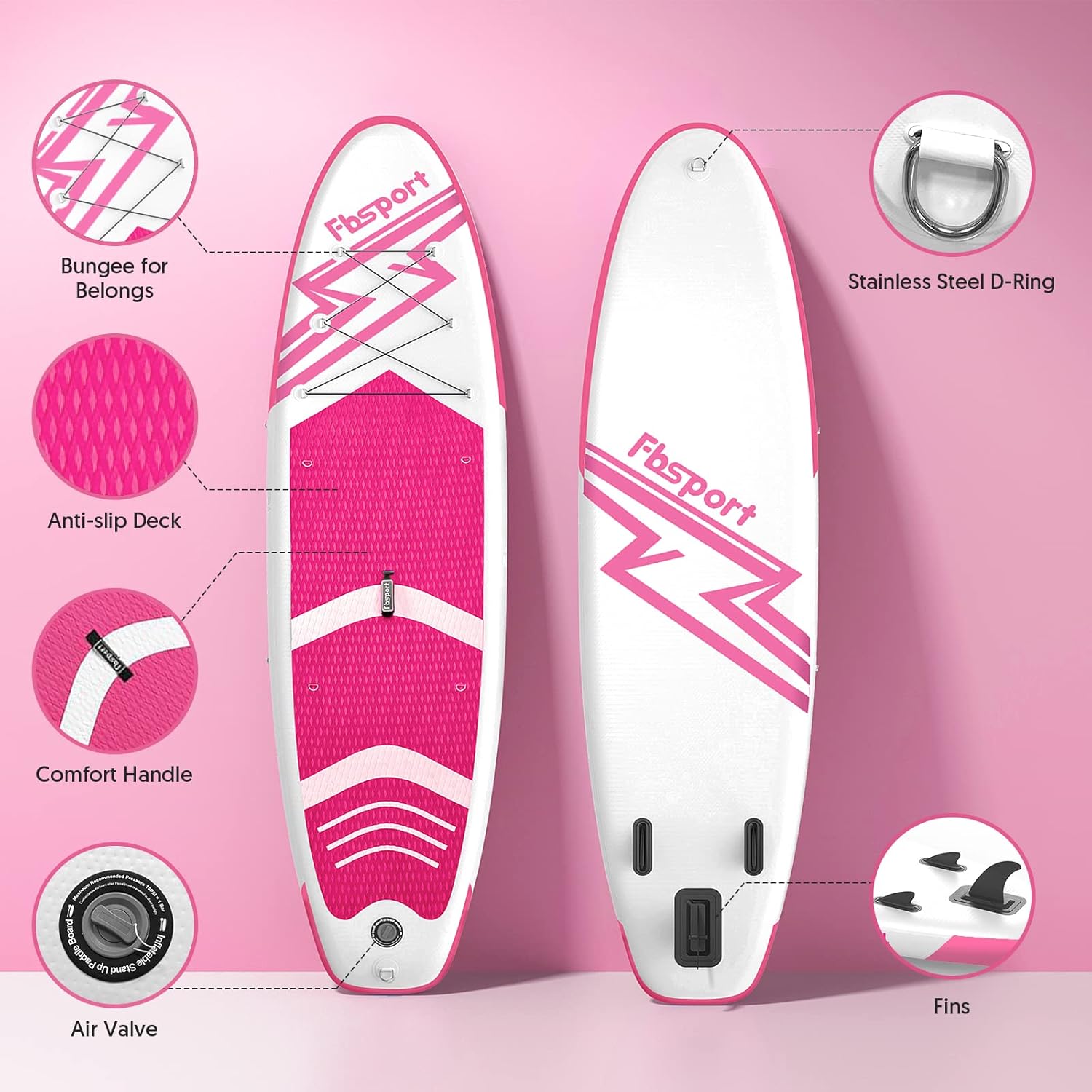 FBSPORT 11' Premium Stand Up Paddle Board, Yoga Board with Durable SUP Accessories & Carry Bag | Wide Stance, Surf Control, Non-Slip Deck, Leash, Paddle and Pump for Youth & Adult wourant