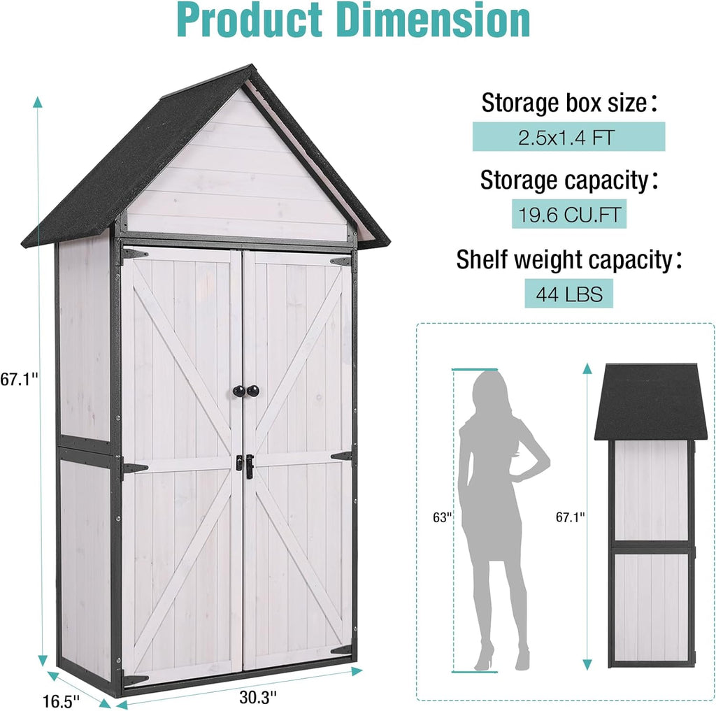 Sheds Outdoor Storage Garden Shed with Metal Frame Structure and Adjustable Shelves wourant