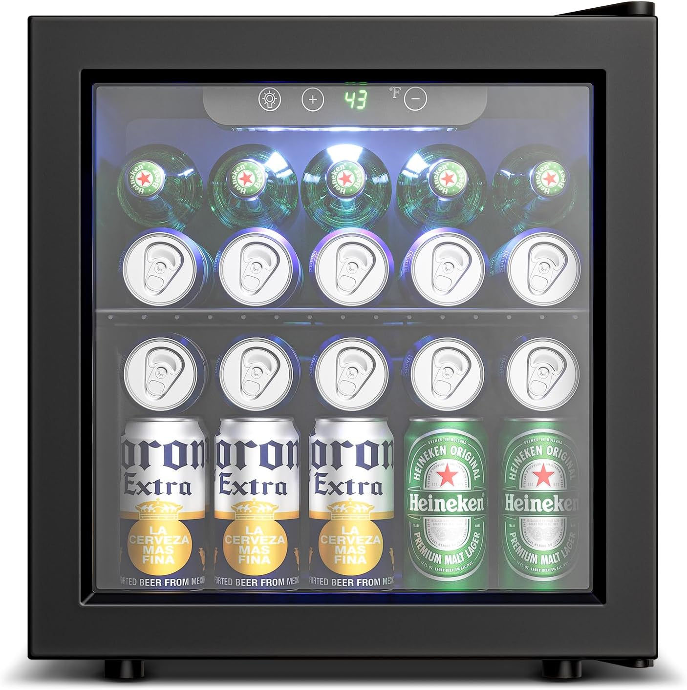 Beverage Refrigerator Cooler - 126 Can Mini Fridge Glass Door for Drinks Soda Beer Wine - Small Refrigerator for Office Bedroom Home Bar, 4 Adjustable Shelves, 3.2 Cu.Ft, Silver wourant